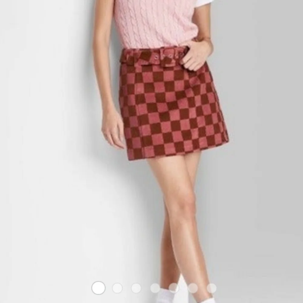 Wild Fable Purple Checked Corduroy Belted Skirt Size 6